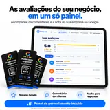 Painel StarTouch com a nota e os comentários dos clientes no Google