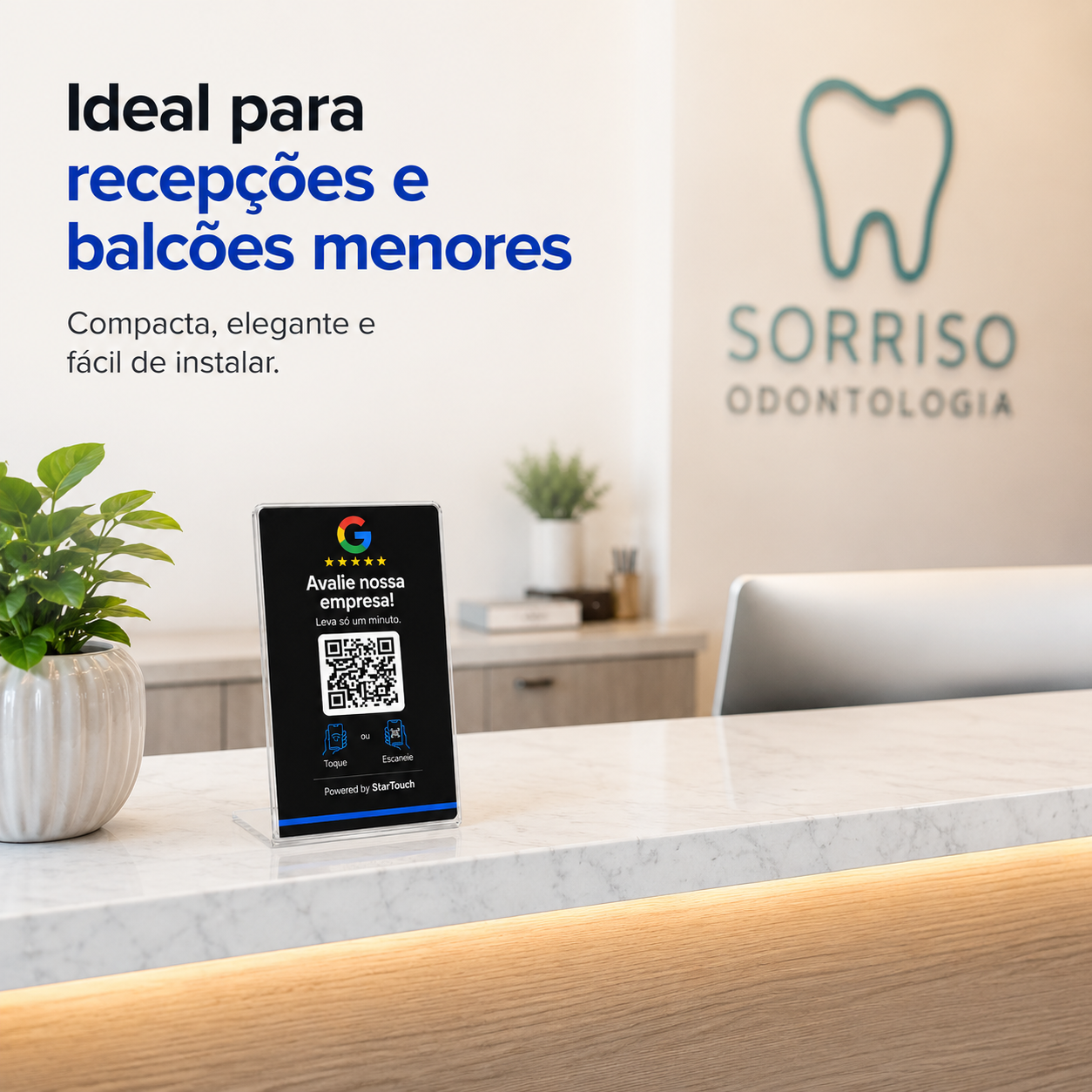Placa de Balcão M em recepção de clínica